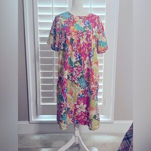 Floral Hawaiian Print MuuMuu House Dress Large